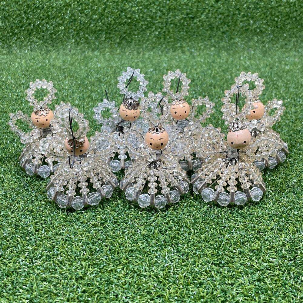 Vintage Lot of 7 Beaded Angel Christmas Ornament